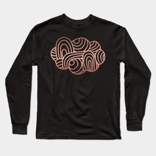 Cloud Line Drawing in Rose Gold - Bronze Cloud Design Long Sleeve T-Shirt